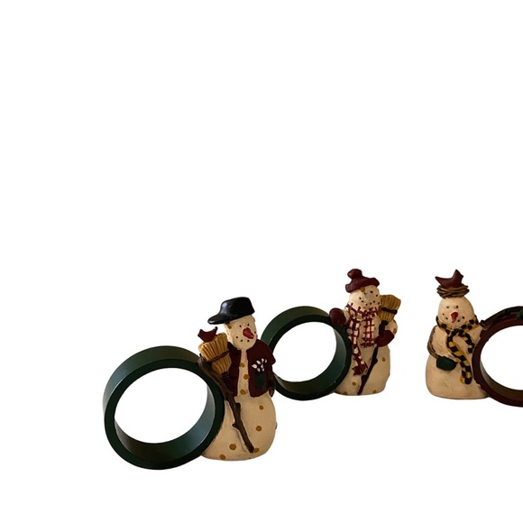Vintage snowman napkin rings, Debbie Mumm, Christmas napkin holders, new in box - Picture 3 of 5